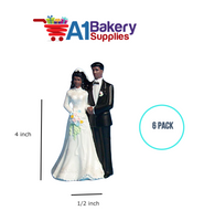 A1BakerySupplies Bride & Groom Figure - AA 6 pack Wedding Accessories for Birthday Cake Decorations and Marriages