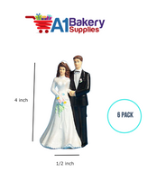 A1BakerySupplies Bride & Groom Figure Pl. 6 pack Wedding Accessories for Birthday Cake Decorations and Marriages