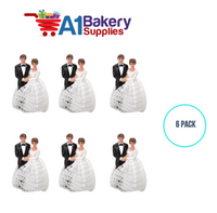 A1BakerySupplies Bride & Groom W/Lace Dress 6 pack Wedding Accessories for Birthday Cake Decorations and Marriages