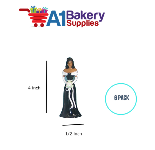 A1BakerySupplies Bridesmaid - Black - A.A. 6 pack Wedding Accessories for Birthday Cake Decorations and Marriages