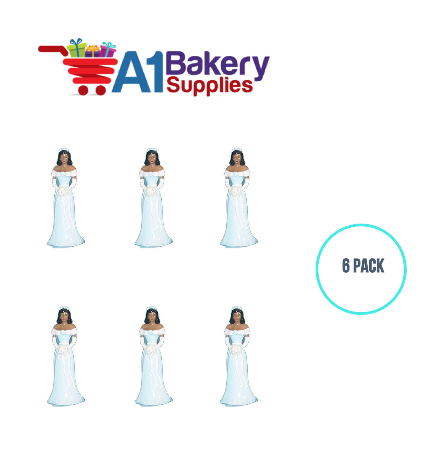 A1BakerySupplies Bridesmaid - Blue - A.A. 6 pack Wedding Accessories for Birthday Cake Decorations and Marriages
