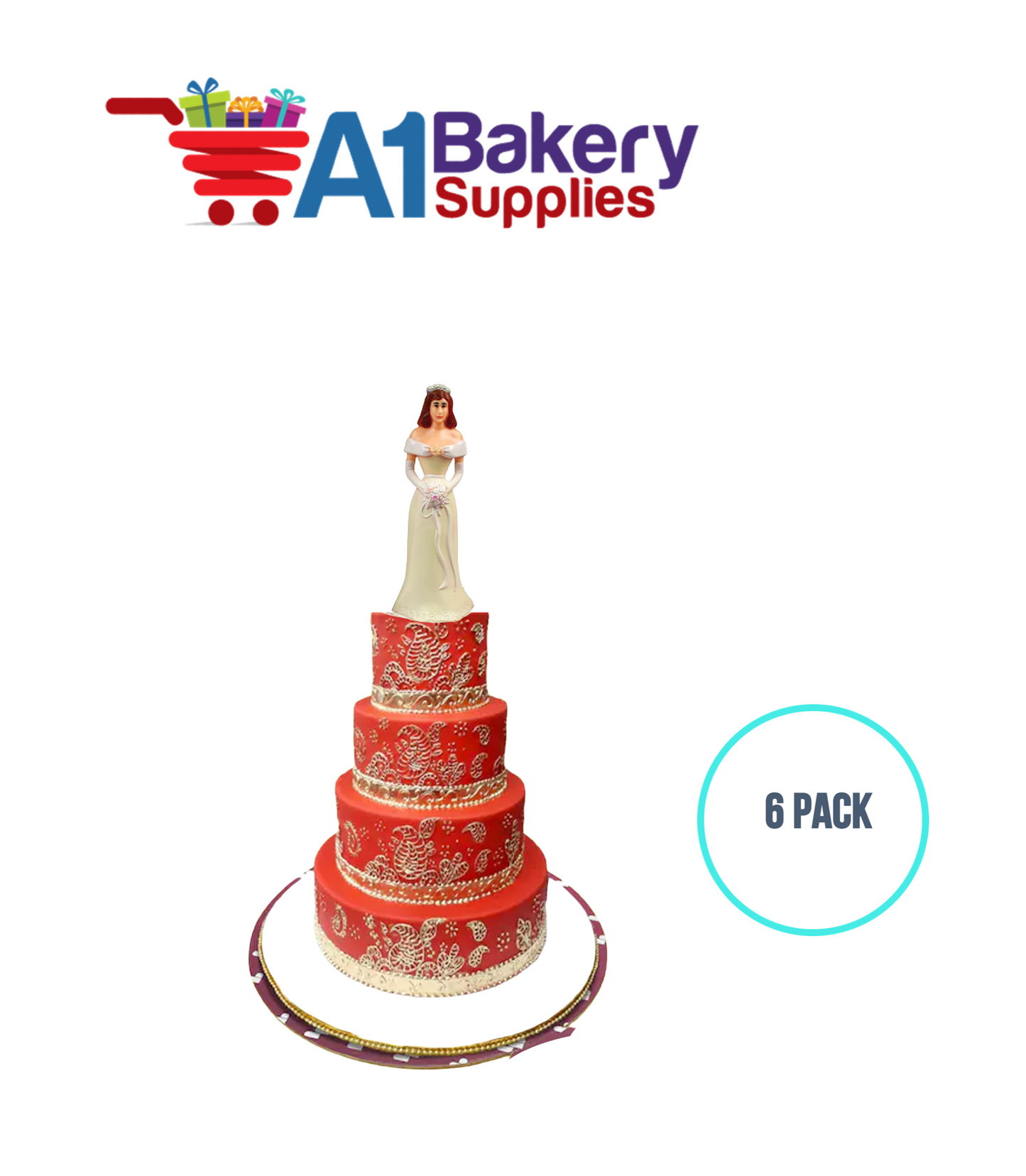 A1BakerySupplies Bridesmaid - Ivory 6 pack Wedding Accessories for Birthday Cake Decorations and Marriages