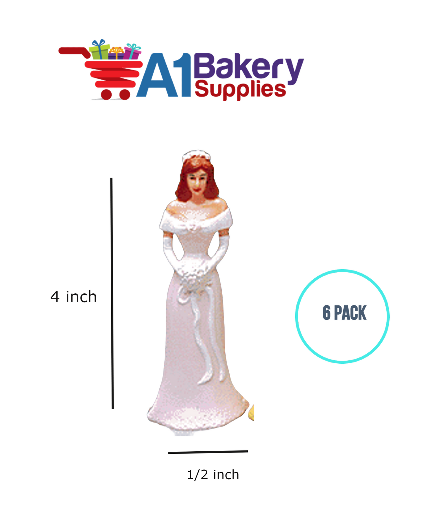 A1BakerySupplies Bridesmaid - Pink 6 pack Wedding Accessories for Birthday Cake Decorations and Marriages