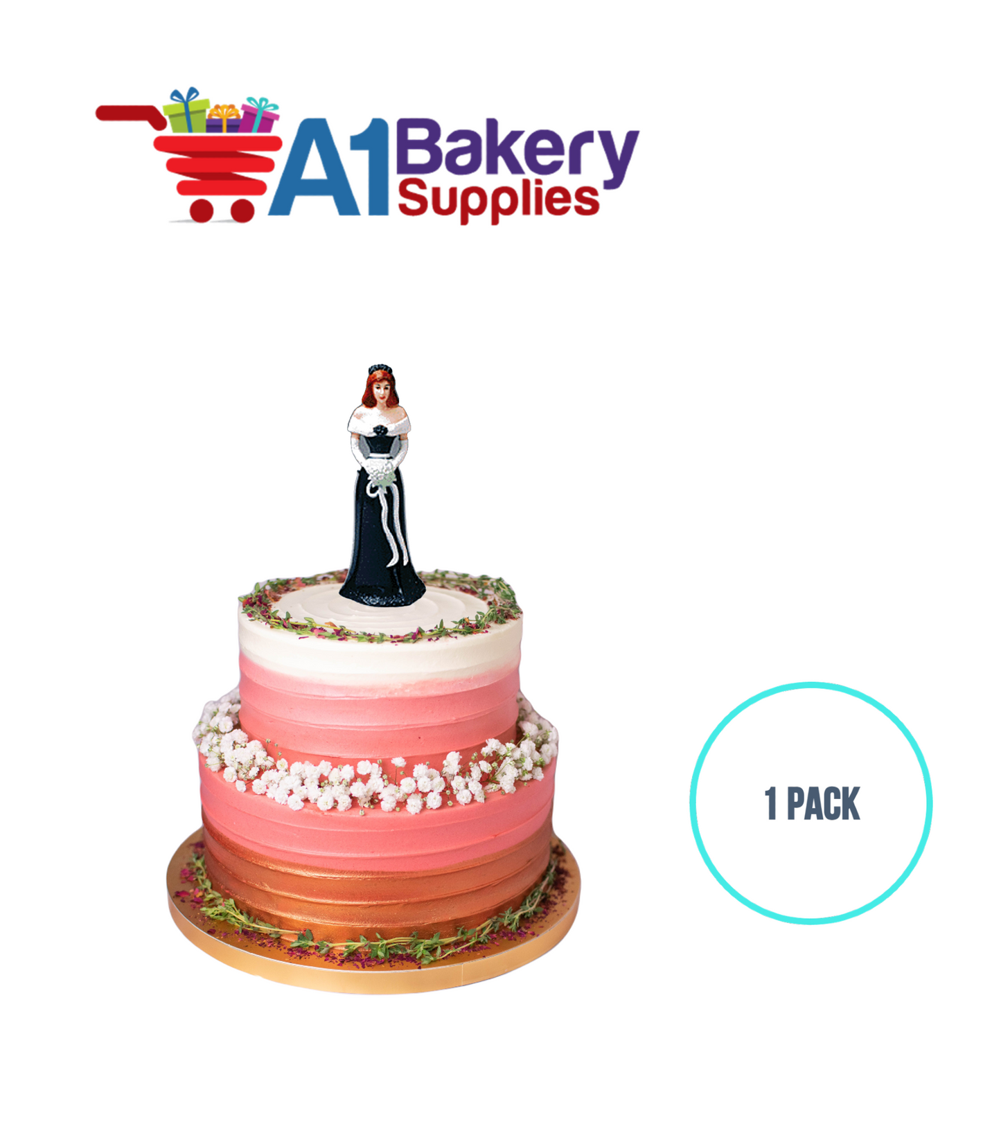 A1BakerySupplies Bridesmaid - Teal 1 pack Wedding Accessories for Birthday Cake Decorations and Marriages