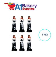 A1BakerySupplies Bridesmaid (White)-Black Dress 6 pack Wedding Accessories for Birthday Cake Decorations and Marriages