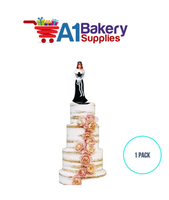 A1BakerySupplies Bridesmaid (White)-Black Dress 1 pack Wedding Accessories for Birthday Cake Decorations and Marriages