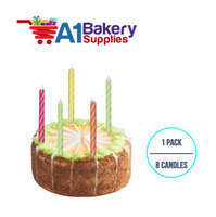 A1BakerySupplies Brite Stripe Candles- Neon Asst 1 pack for Birthday Cake Decorations and Anniversary