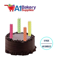 A1BakerySupplies Brite Stripe Candles- Neon Asst 6 pack for Birthday Cake Decorations and Anniversary