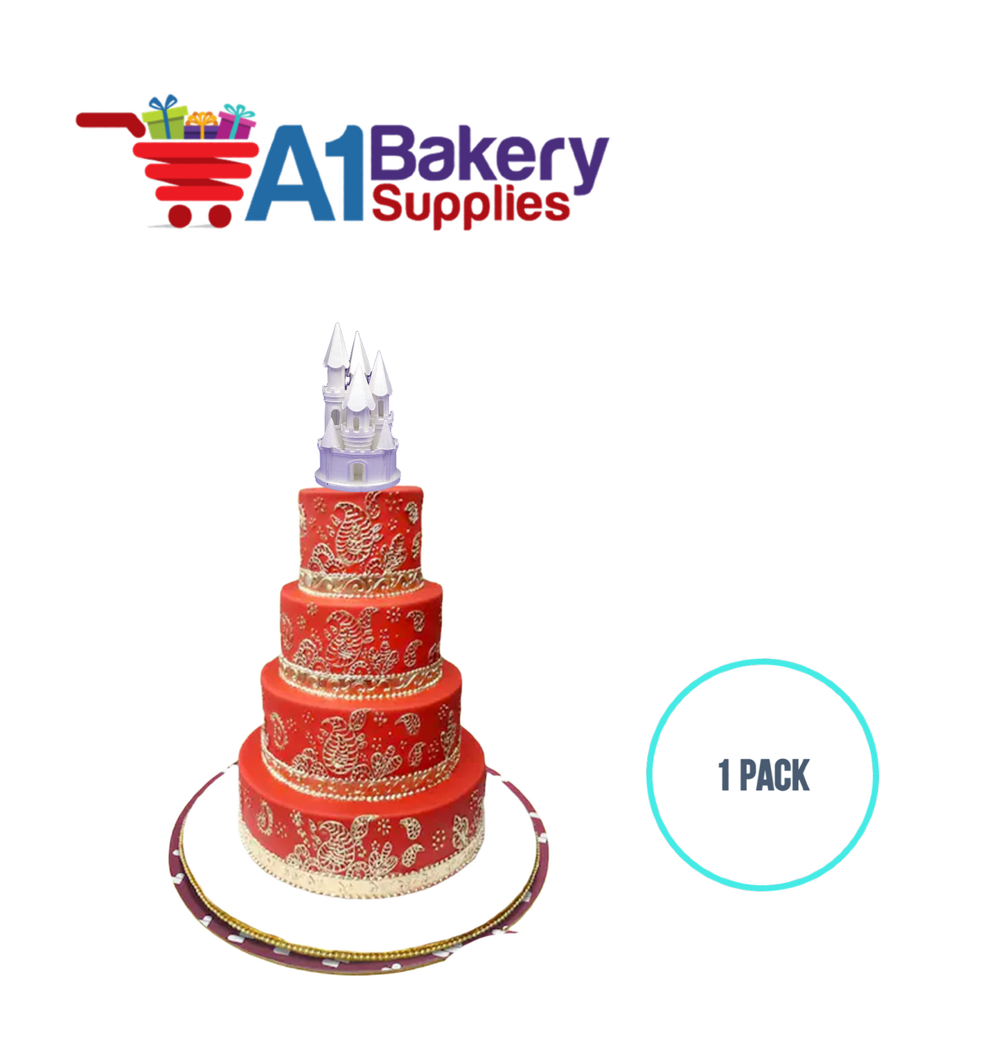 A1BakerySupplies Castle #8 Lighted! - White 1 pack Wedding Accessories for Birthday Cake Decorations and Marriages