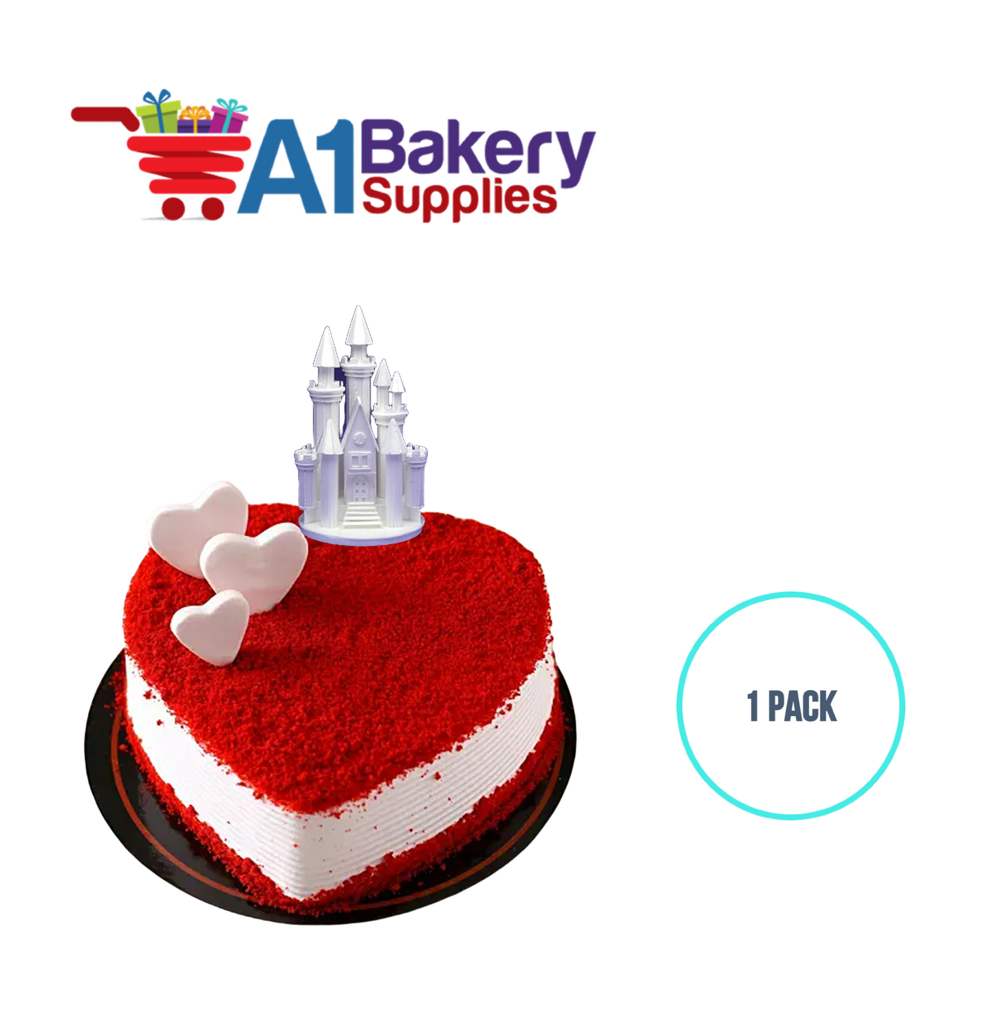 A1BakerySupplies Castle #9 w/Steps - White 1 pack Wedding Accessories for Birthday Cake Decorations and Marriages