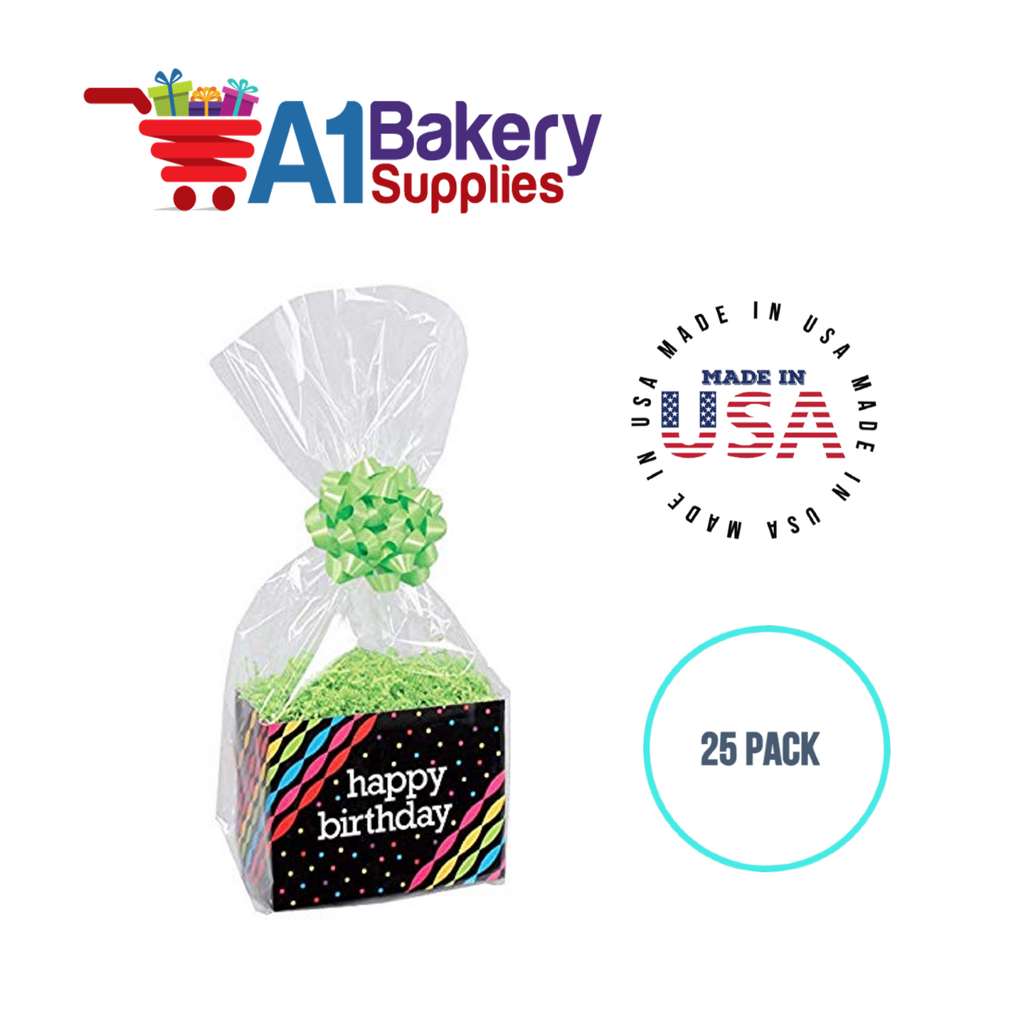 Gusset Basket Size 1.2 MIL BOPP Sealable Cellophane Gift Bags Bags for Gift Packing 5 x 2.5 x 11 Inch, 25 Pack