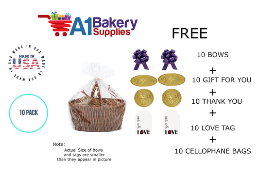 BOPP Sealable Cellophane Bags and Clear Gift Basket Wrap Packaging, 30 in x 40 in, Clear Cello Wrapping for Baby Shower, Wedding Party, or Event Giveaways, 10 Pack