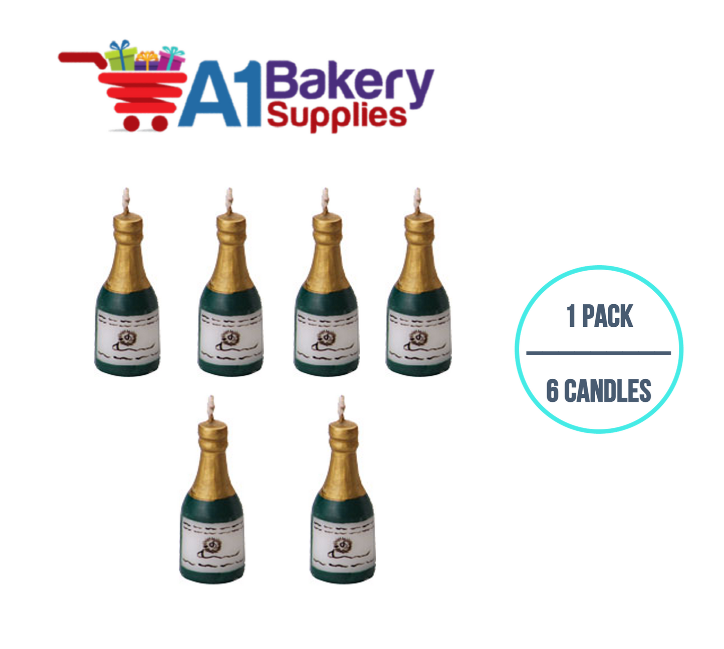 A1BakerySupplies Champagne Novelty Candles 1 pack for Birthday Cake Decorations and Anniversary