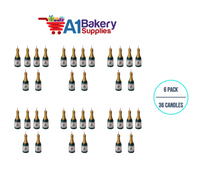 A1BakerySupplies Champagne Novelty Candles 6 pack for Birthday Cake Decorations and Anniversary