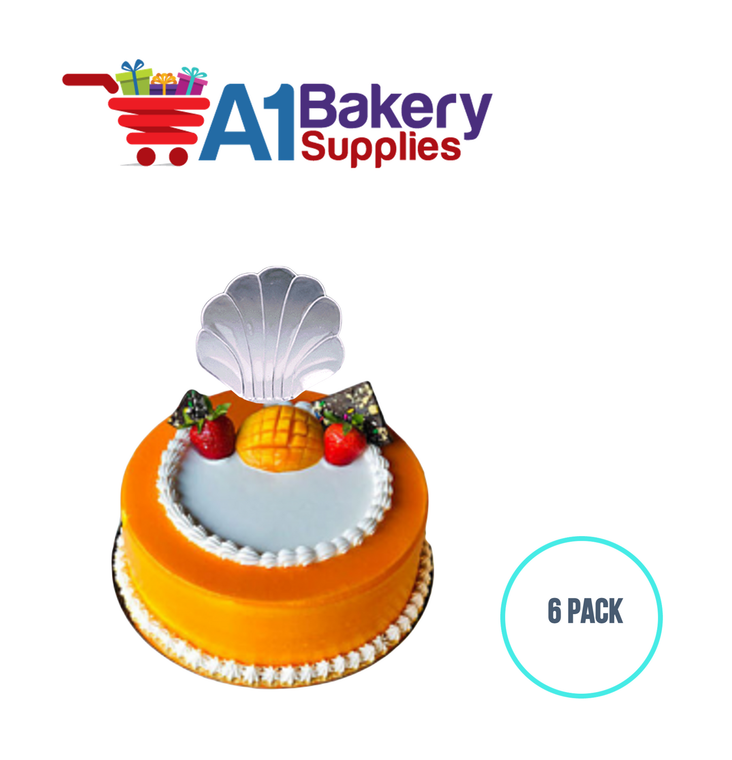 A1BakerySupplies Clear Shell 6 pack Wedding Accessories for Birthday Cake Decorations and Marriages