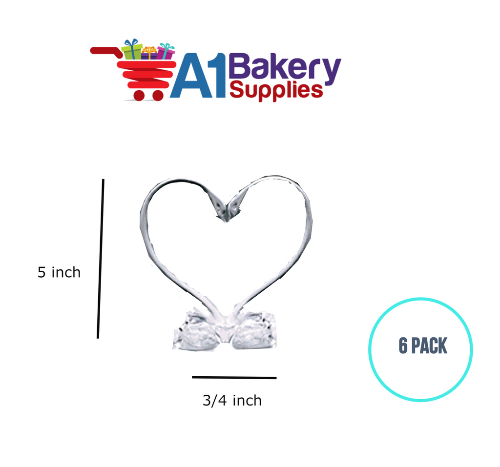 A1BakerySupplies Clear Swan Heart 6 pack Wedding Accessories for Birthday Cake Decorations and Marriages
