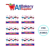 A1BakerySupplies Cupcake Candle Sets 6 pack for Birthday Cake Decorations and Anniversary