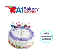 A1BakerySupplies Cupcake Candle Sets 6 pack for Birthday Cake Decorations and Anniversary