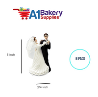 A1BakerySupplies Dancing On Air Couple - 5-3/4" 6 pack Wedding Accessories for Birthday Cake Decorations and Marriages