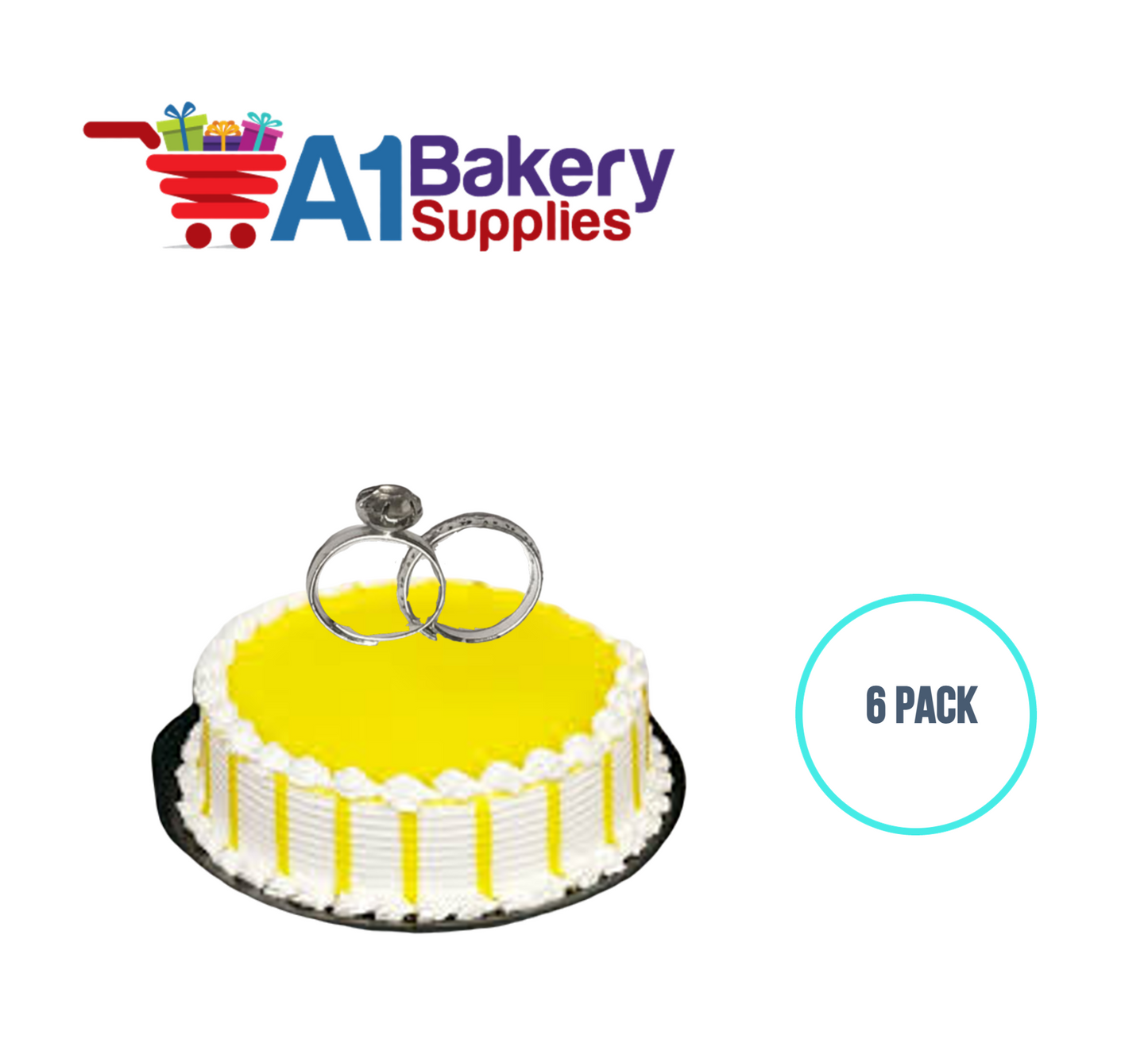 A1BakerySupplies Diamond Ring & Band Pl. Set 6 pack Wedding Accessories for Birthday Cake Decorations and Marriages