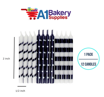 A1BakerySupplies Dots & Stripes Birthday Candles 1 pack for Birthday Cake Decorations and Anniversary