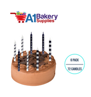 A1BakerySupplies Dots & Stripes Birthday Candles 6 pack for Birthday Cake Decorations and Anniversary