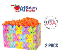 Easter Bunnies Basket Box, Theme Gift Box, Large 10.25 (Length) x 6 (Width) x 7.5 (Height), 2 Pack