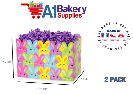 Easter Bunnies Basket Box, Theme Gift Box, Large 10.25 (Length) x 6 (Width) x 7.5 (Height), 2 Pack