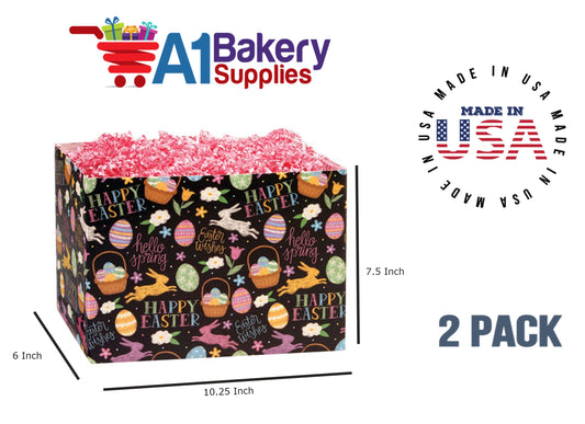 Easter Chalkboard Basket Box, Theme Gift Box, Large 10.25 (Length) x 6 (Width) x 7.5 (Height), 2 Pack