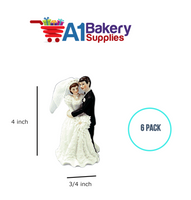 A1BakerySupplies Embracing Couple - 4-3/4" 6 pack Wedding Accessories for Birthday Cake Decorations and Marriages
