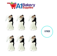 A1BakerySupplies Embracing Couple - 4-3/4" 6 pack Wedding Accessories for Birthday Cake Decorations and Marriages