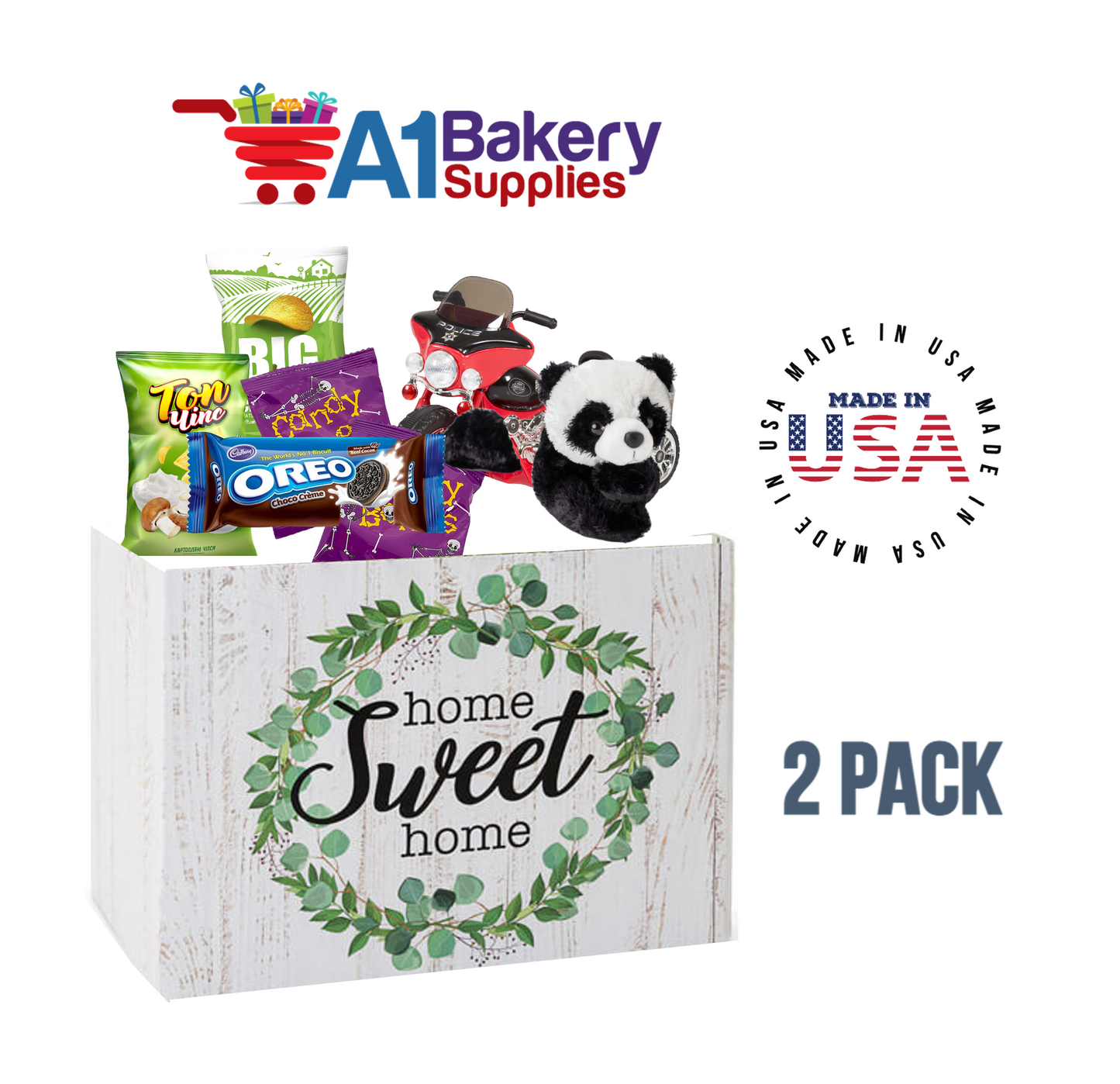 Farmhouse Home Sweet Home Basket Box, Theme Gift Box, Small 6.75 (Length) x 4 (Width) x 5 (Height), 2 Pack