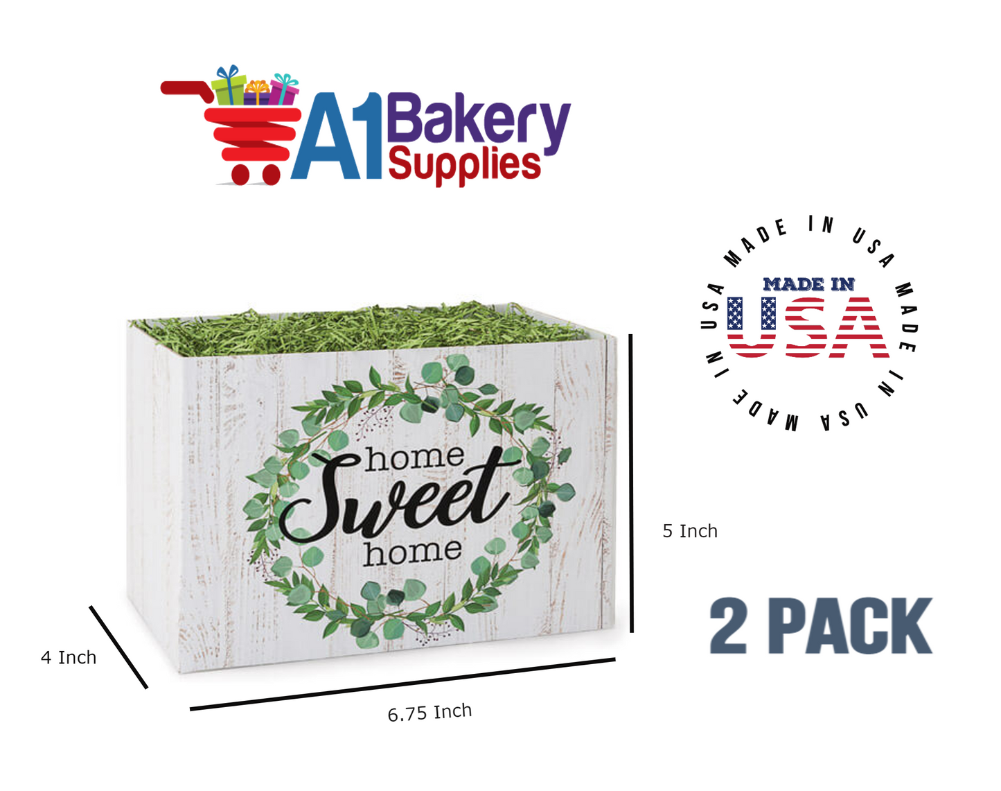 Farmhouse Home Sweet Home Basket Box, Theme Gift Box, Small 6.75 (Length) x 4 (Width) x 5 (Height), 2 Pack