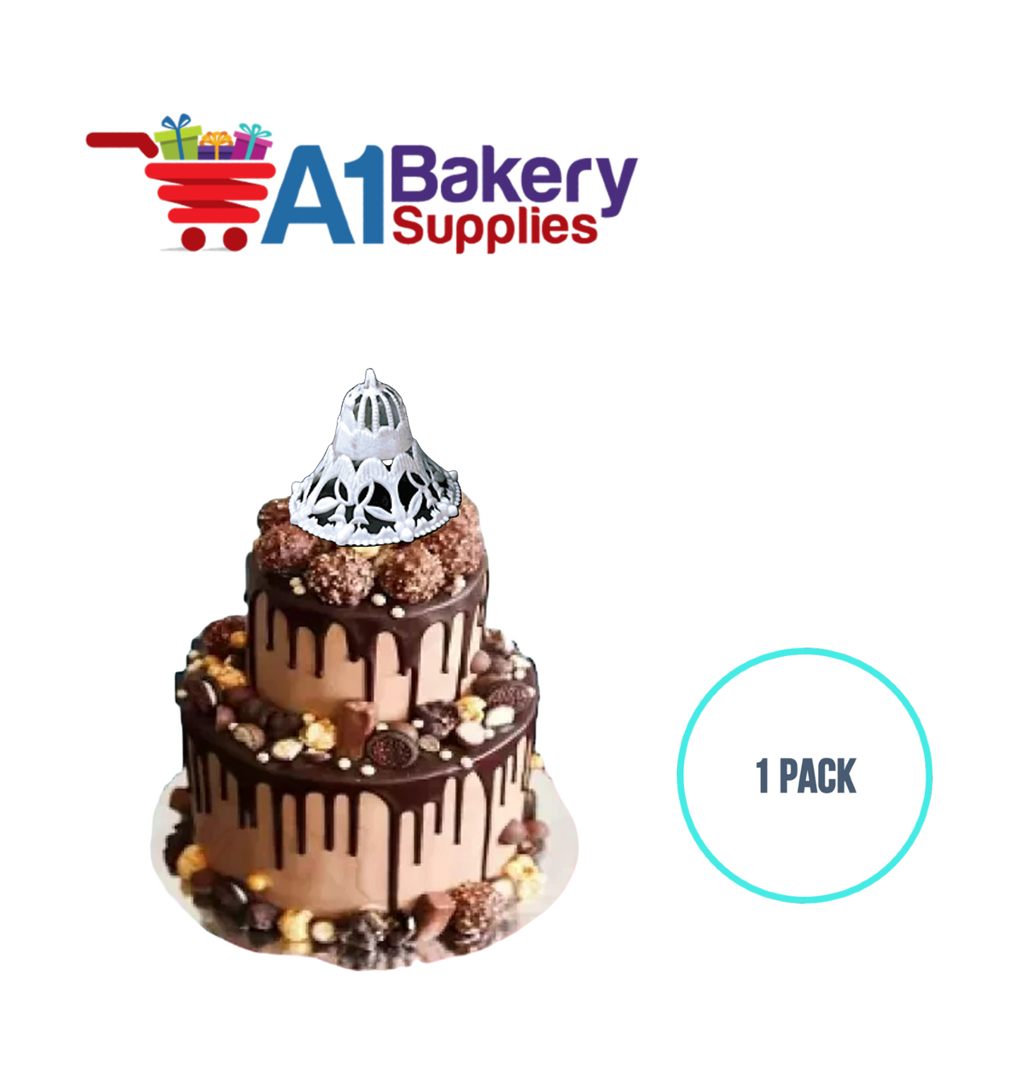 A1BakerySupplies Filigree Lace Bell-Large White 1 pack Wedding Accessories for Birthday Cake Decorations and Marriages