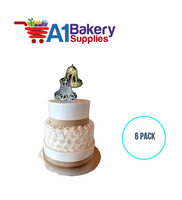 A1BakerySupplies Filigree Lace Bells - Gold 6 pack Wedding Accessories for Birthday Cake Decorations and Marriages
