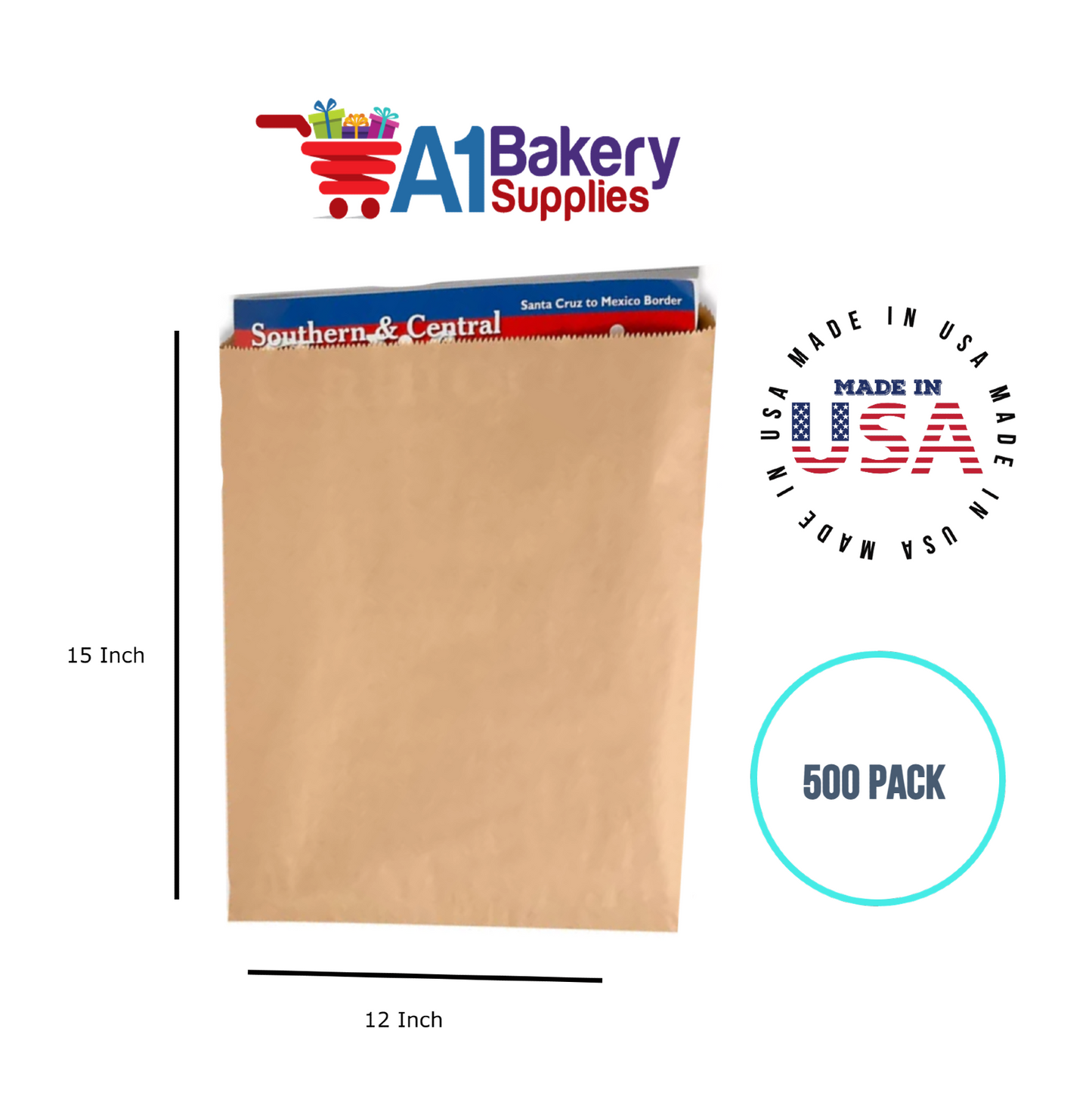 Kraft Flat Merchandise Bags, Medium, 500 Pack - 12"x15"