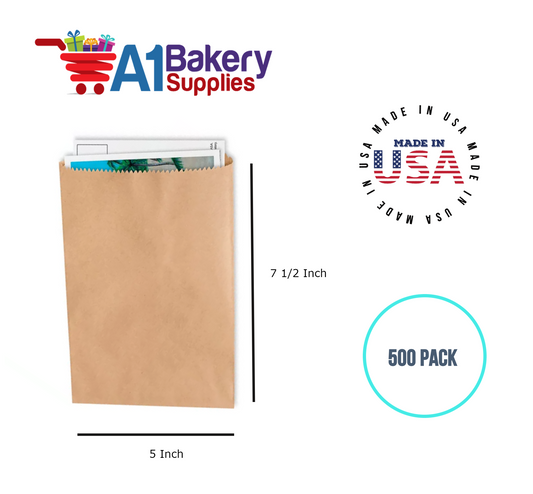 Kraft Flat Merchandise Bags, Medium, 500 Pack - 5"x7-1/2"
