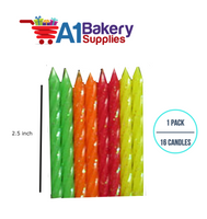 A1BakerySupplies Glitter Candles - Neon Asst 1 pack for Birthday Cake Decorations and Anniversary