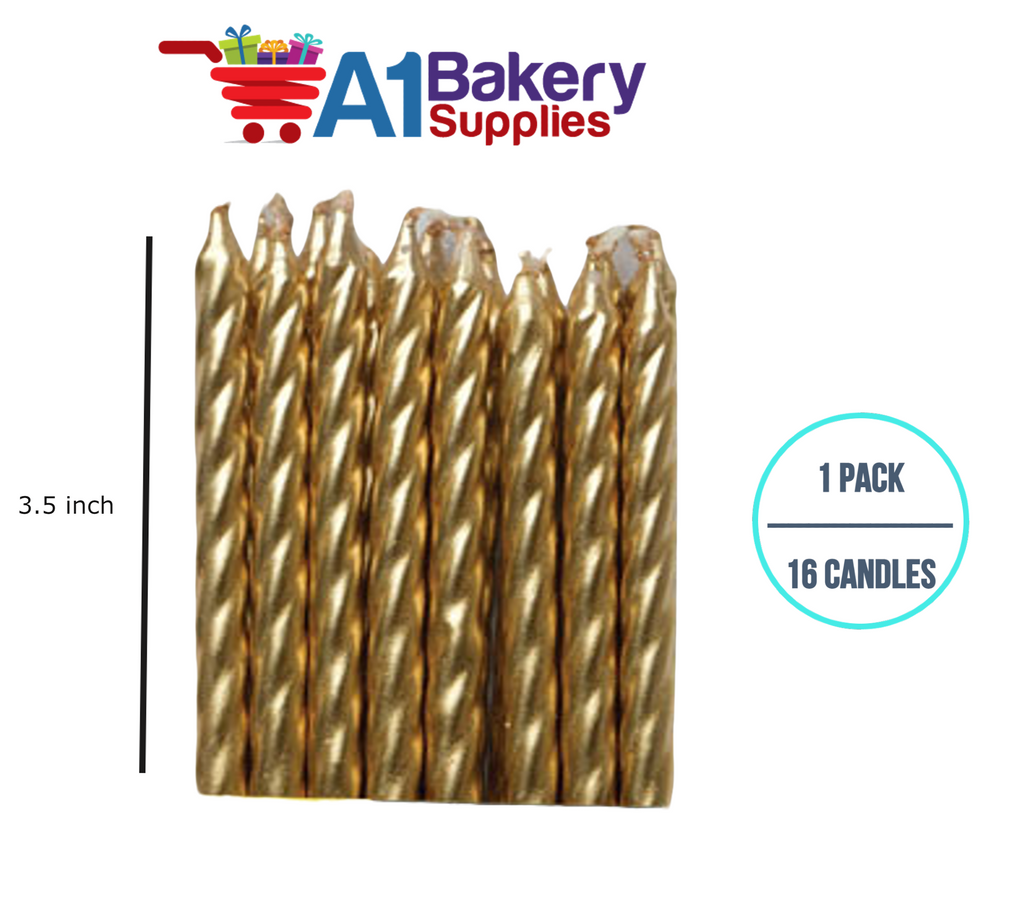 A1BakerySupplies Gold Spiral Candles 1 pack for Birthday Cake Decorations and Anniversary