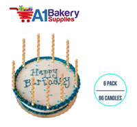 A1BakerySupplies Gold Spiral Candles 6 pack for Birthday Cake Decorations and Anniversary