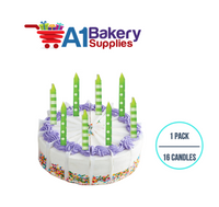 A1BakerySupplies Green Stripes And Dots Candles 1 pack for Birthday Cake Decorations and Anniversary