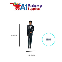 A1BakerySupplies Groom - Black Coat - A.A. 1 pack Wedding Accessories for Birthday Cake Decorations and Marriages