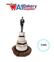 A1BakerySupplies Groom - Black Coat - A.A. 6 pack Wedding Accessories for Birthday Cake Decorations and Marriages