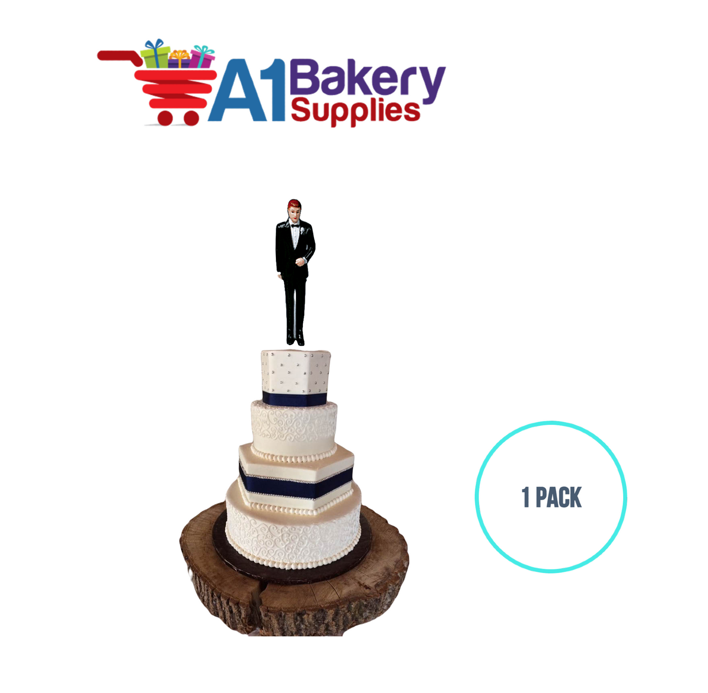 A1BakerySupplies Groom - Black Coat 1 pack Wedding Accessories for Birthday Cake Decorations and Marriages