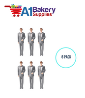 A1BakerySupplies Groom - Grey Coat 6 pack Wedding Accessories for Birthday Cake Decorations and Marriages