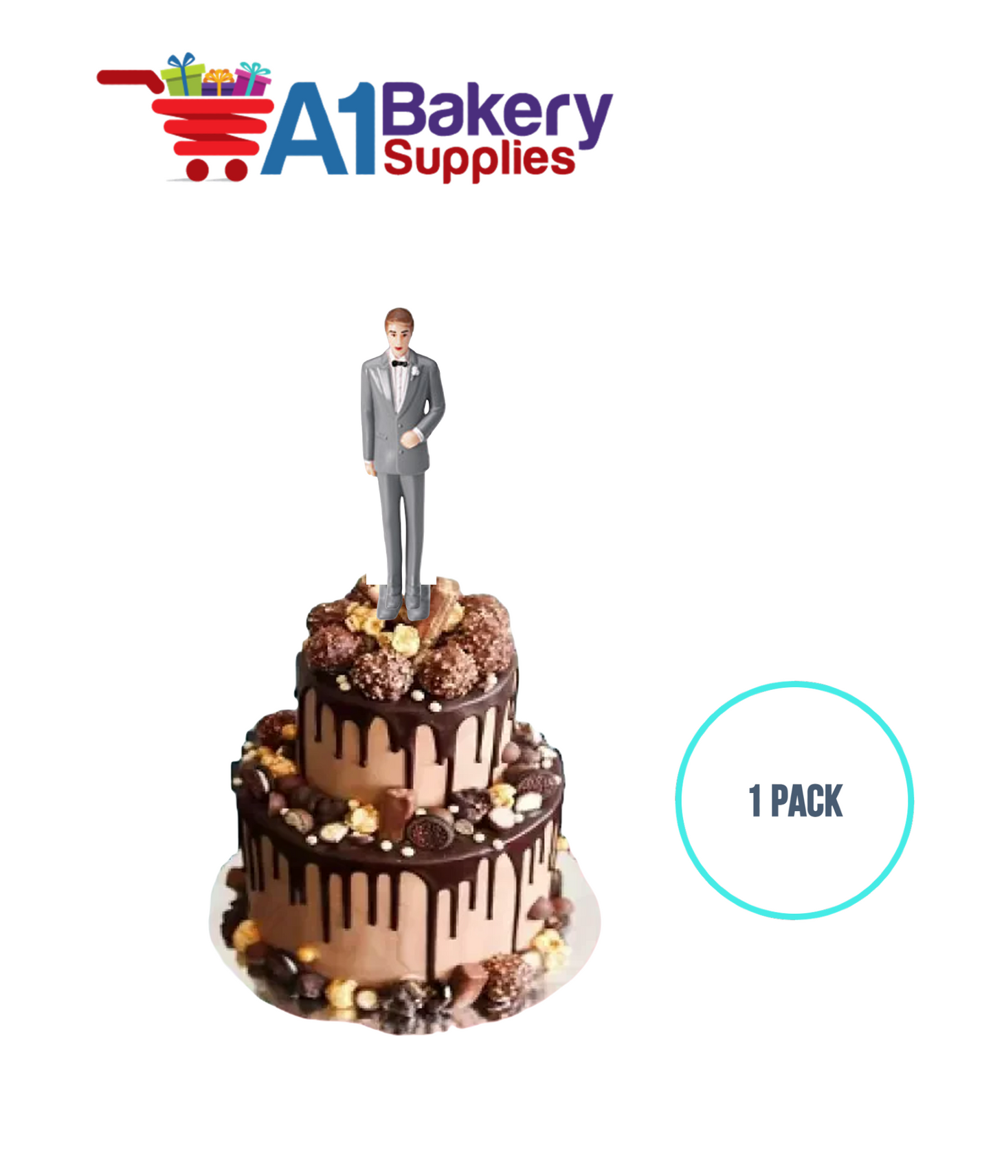 A1BakerySupplies Groom - Grey Coat 1 pack Wedding Accessories for Birthday Cake Decorations and Marriages