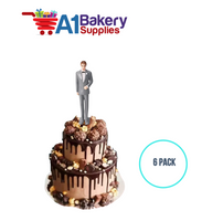 A1BakerySupplies Groom - Grey Coat 6 pack Wedding Accessories for Birthday Cake Decorations and Marriages