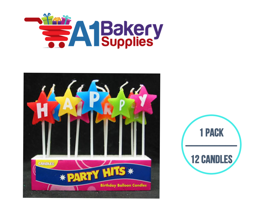 A1BakerySupplies Happy Birthday Star Letter Candles 1 pack for Birthday Cake Decorations and Anniversary