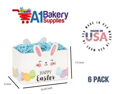 Happy Easter Bunny Basket Box, Theme Gift Box, Large 10.25 (Length) x 6 (Width) x 7.5 (Height), 6 Pack