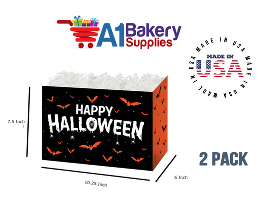 Happy Halloween Basket Box, Theme Gift Box, Large 10.25 (Length) x 6 (Width) x 7.5 (Height), 2 Pack